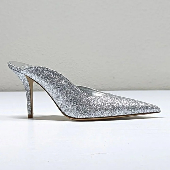 Gia Borghini Women's Abella Glitter Pointed Toe Heel Mules Size 38 (MSRP $550) - Picture 5 of 11